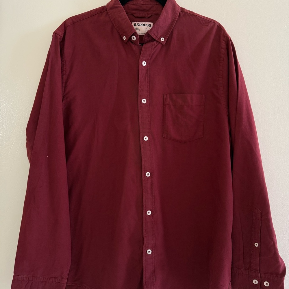 Express Men's Burgundy Shirt - Picture 2 of 6